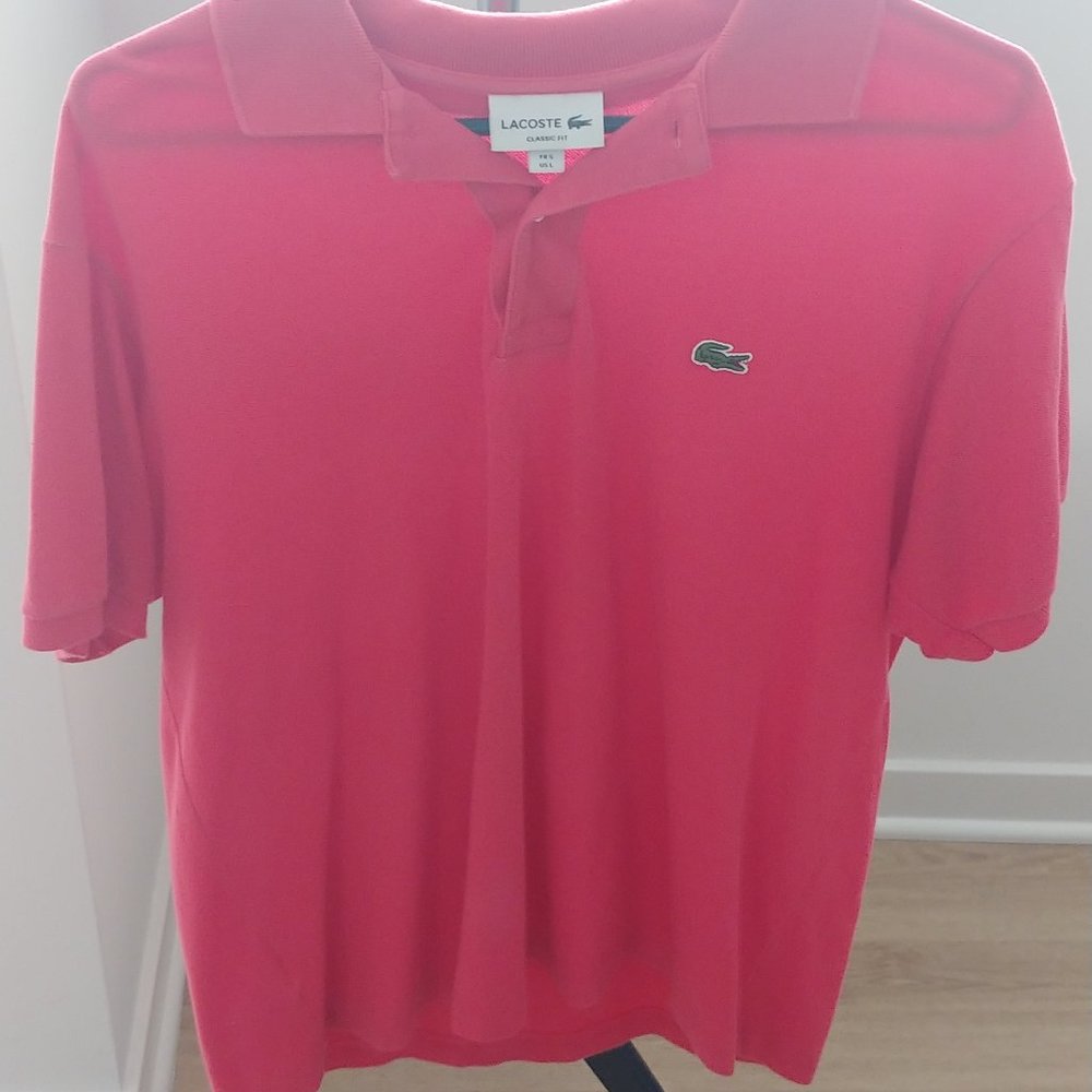 Men's Classic Fit Polo Shirt Large (L), Dark Pink